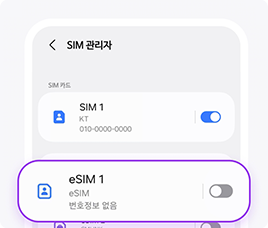 [설정 > 연결 > 해외 로밍]에서 eSIM회선의 데이터 로밍을 켜주세요.