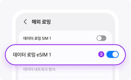개통체크 가이드를 따라 eSIM 회선을 켜고, 모바일 데이터를 설정해 주세요