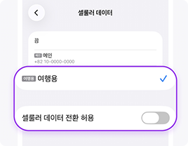 셀룰러 데이터를 메인 회선에서  eSIM으로 설정하고 셀룰러 데이터 전환 허용을 꺼주세요.