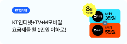 KT 인터넷 / KT 인터넷+TV+M모바일 요금제를 월 1만원 이하로!