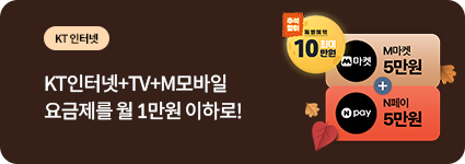 KT 인터넷 / KT 인터넷+TV+M모바일 요금제를 월 1만원 이하로!