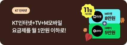 KT 인터넷 / KT 인터넷+TV+M모바일 요금제를 월 1만원 이하로!