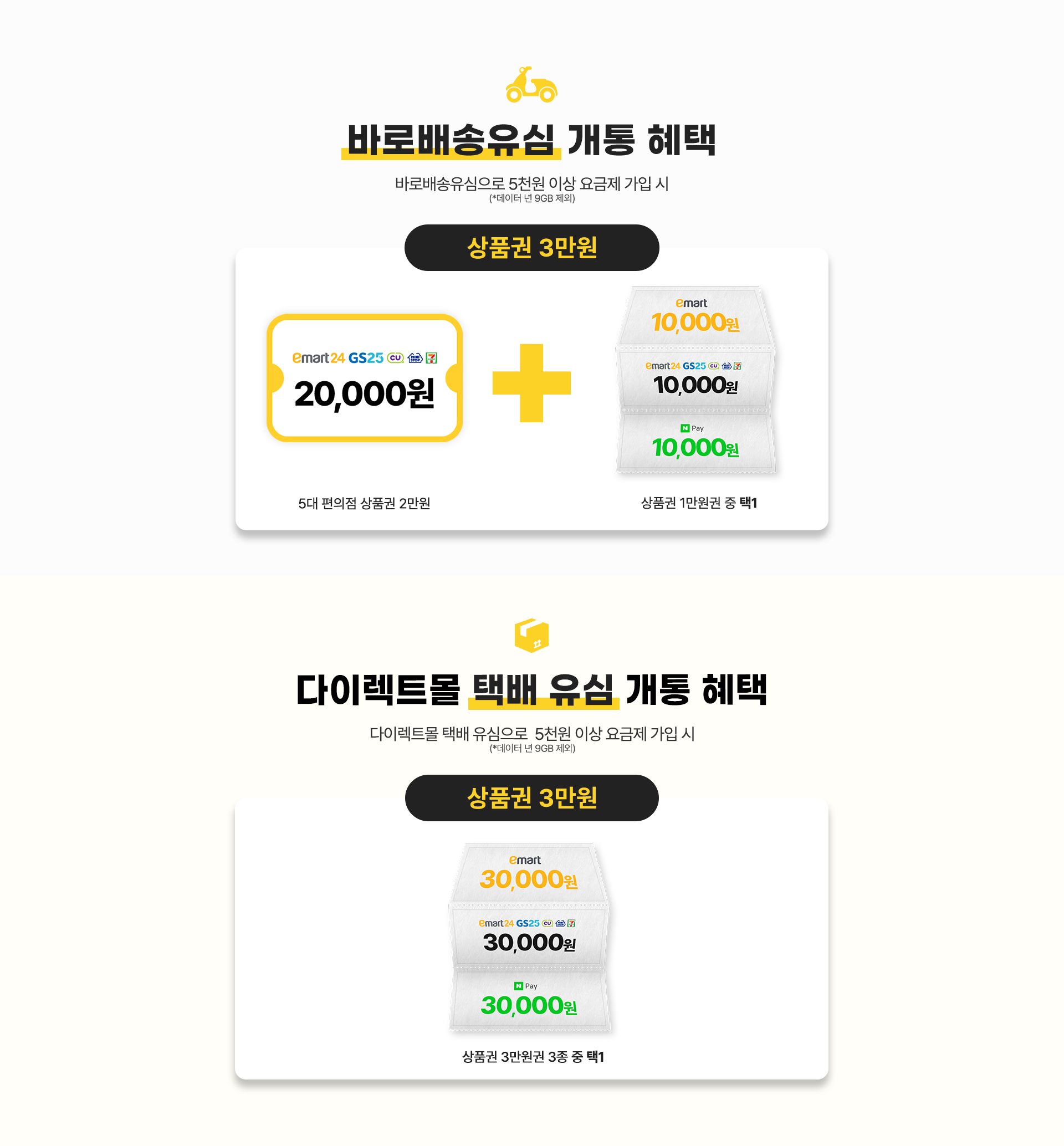 바로배송유심 개통 혜택