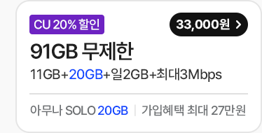 모두다 맘껏 11GB+ (CU 20%할인)