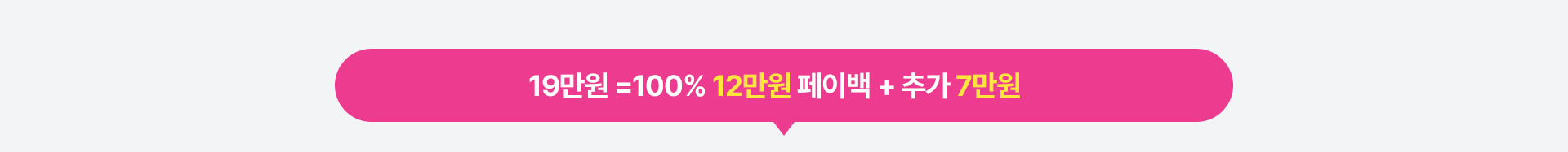 19만원 = 100% 12만원 페이백 + 추가 7만원