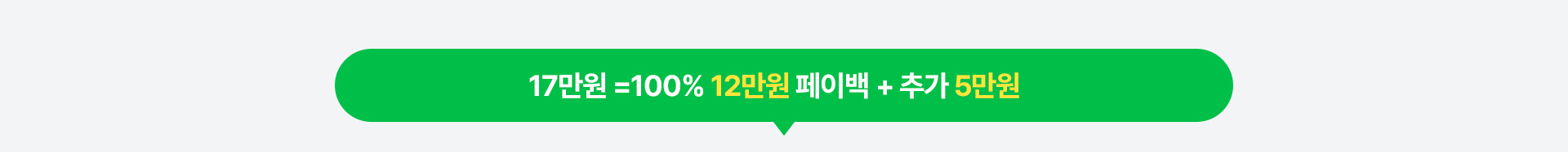 17만원 = 100% 12만원 페이백 + 추가 5만원